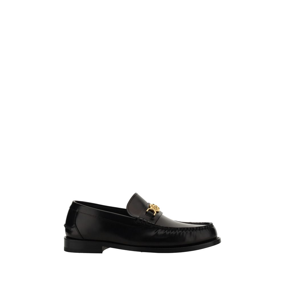 Men’s Versace Black Calf Leather Bos Taurus Slip-on Loafers