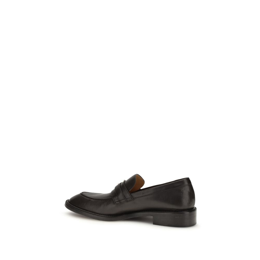 Men’s Versace Black Calf Leather Bos Taurus Slip-on Loafers