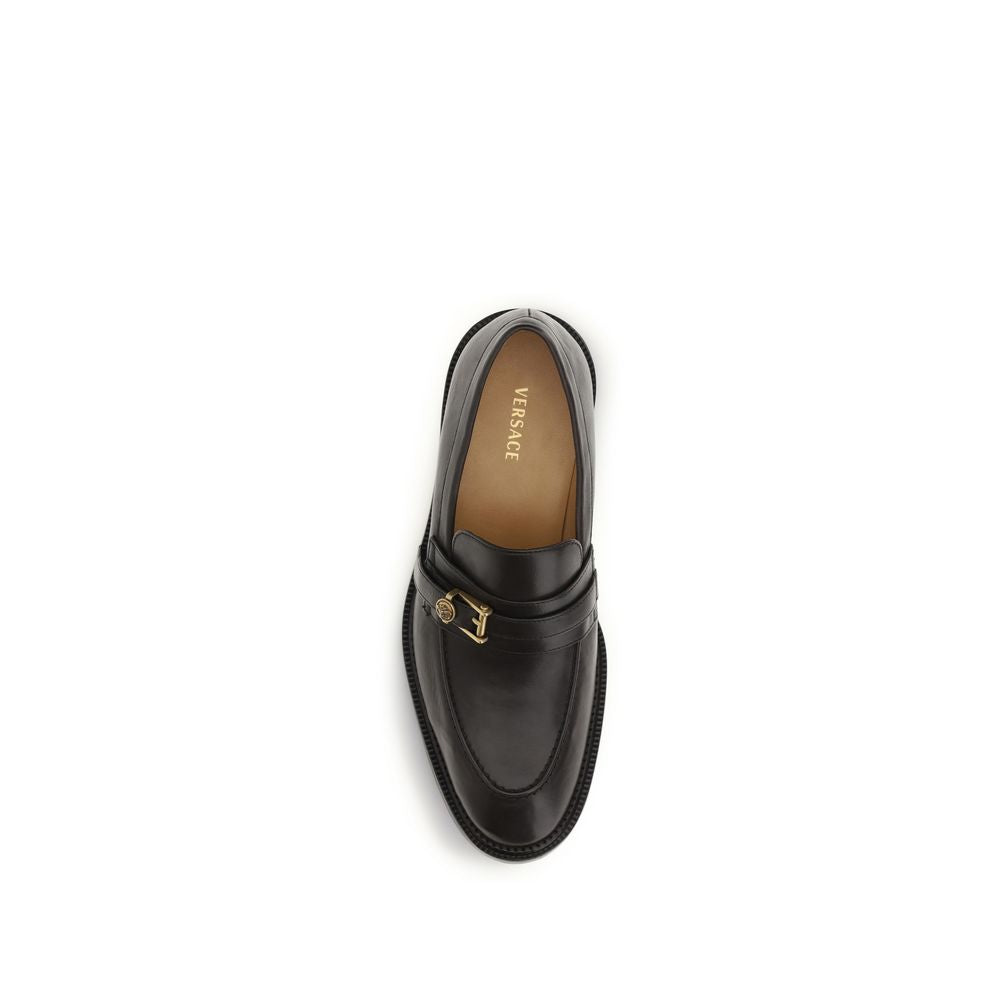 Men’s Versace Black Calf Leather Bos Taurus Slip-on Loafers