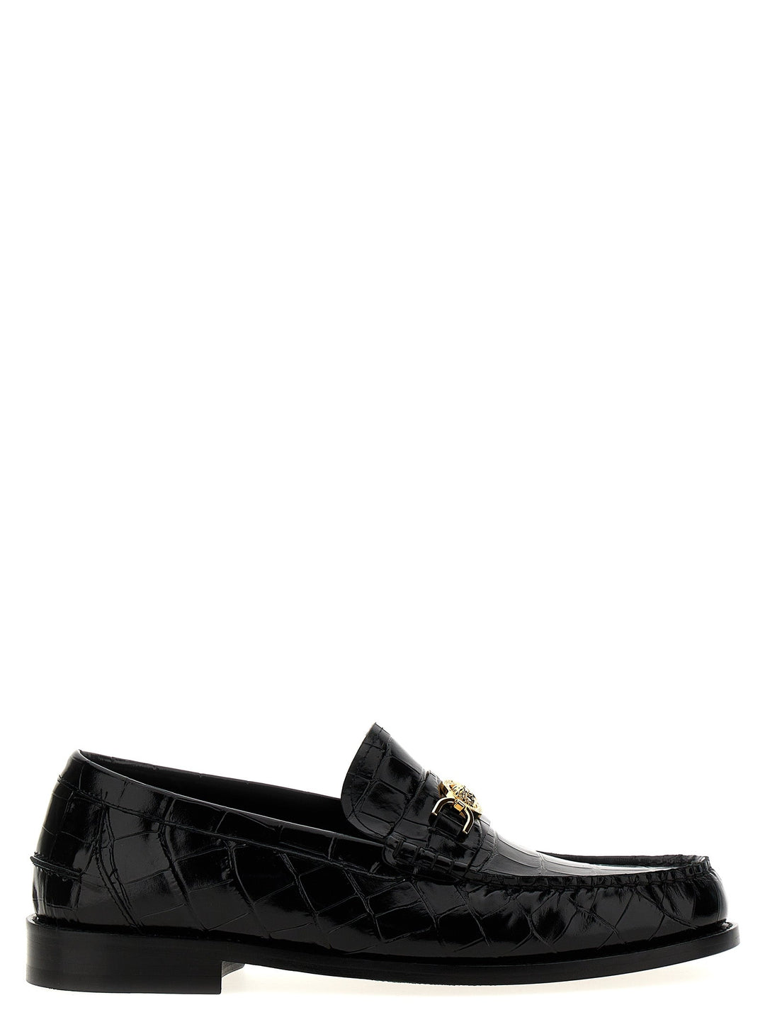 Men’s Versace Black Velvet Leather Slip-on Loafers