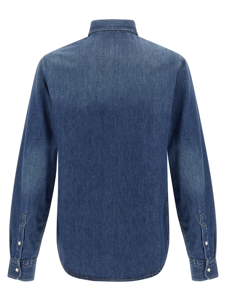 Versace Blue Cotton Blouse