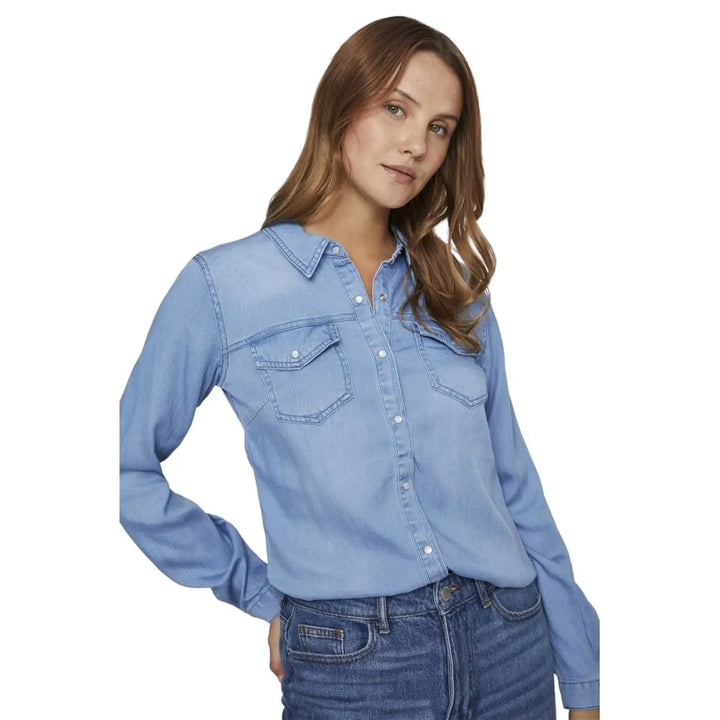 Men’s Vila Clothes Light Blue Cotton Blouse