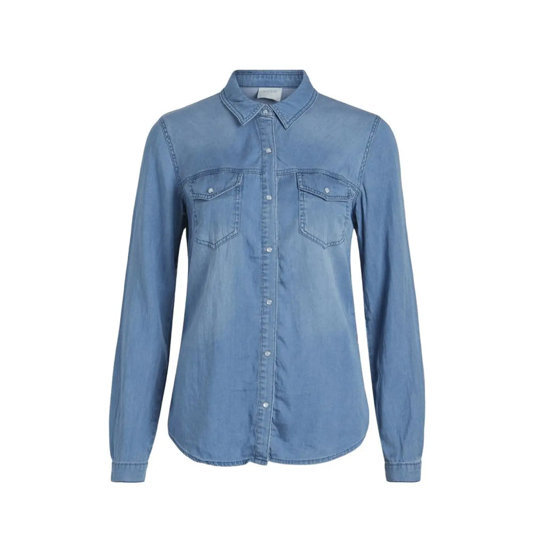 Men’s Vila Clothes Light Blue Cotton Blouse