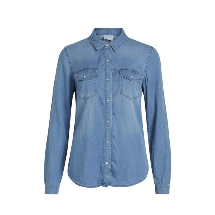 Men’s Vila Clothes Light Blue Cotton Blouse