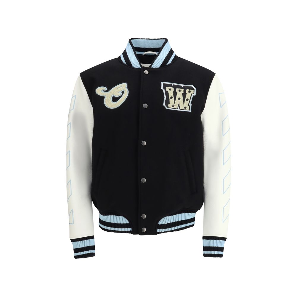 Men’s Off-white Black Wool Oves Aries Bomber