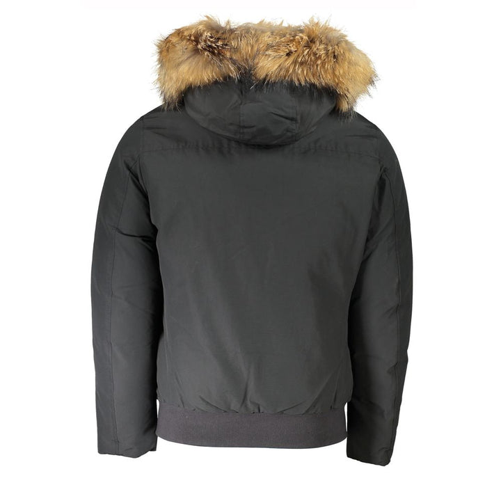 Men’s Woolrich Gray Cotton Men Jacket with Hood and Removable Fur