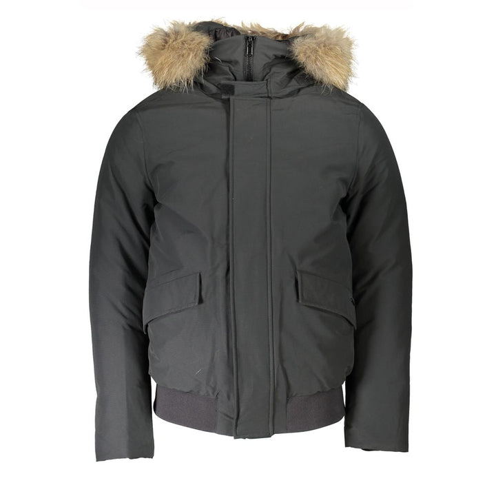 Men’s Woolrich Gray Cotton Men Jacket with Hood and Removable Fur