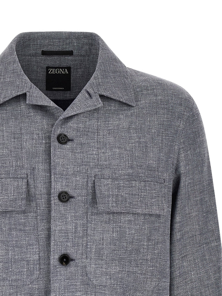 Zegna Blue Linen Blouse