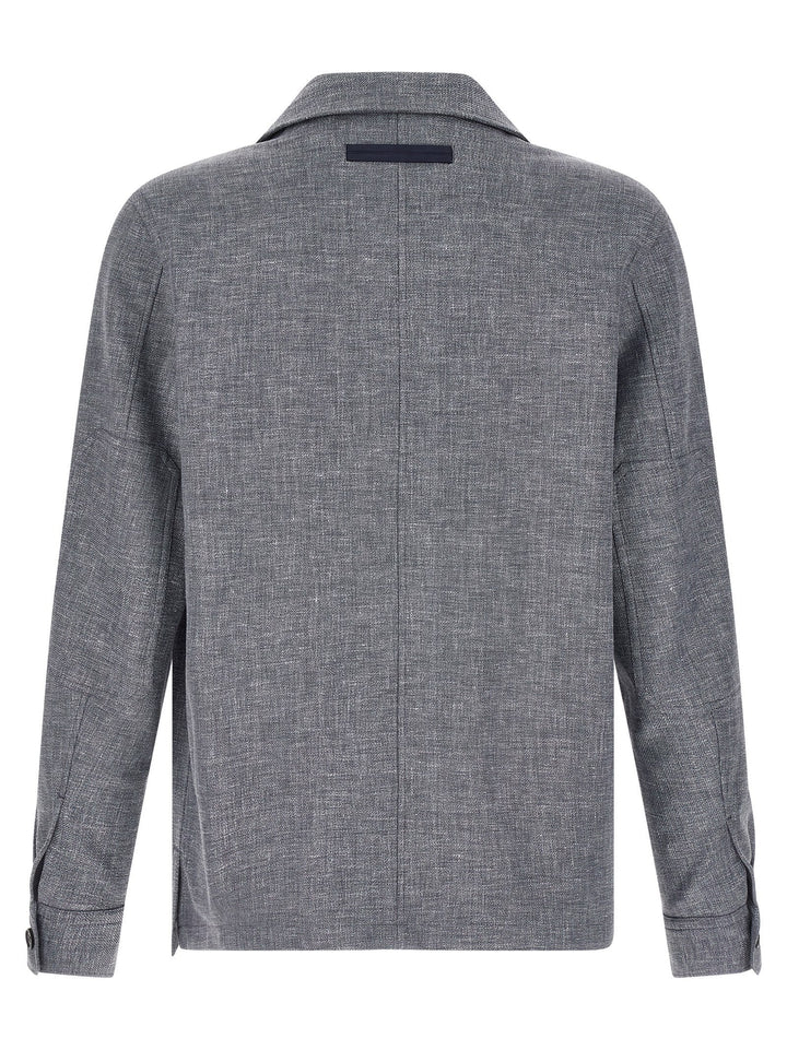Zegna Blue Linen Blouse