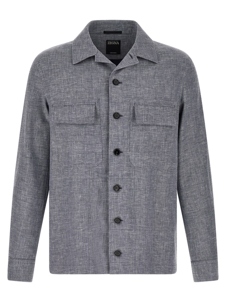 Zegna Blue Linen Blouse