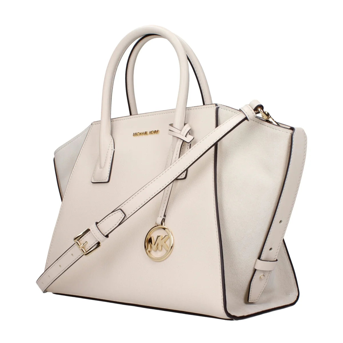 Michael Kors Beige Leather Handbag with Adjustable and Removable Straps
