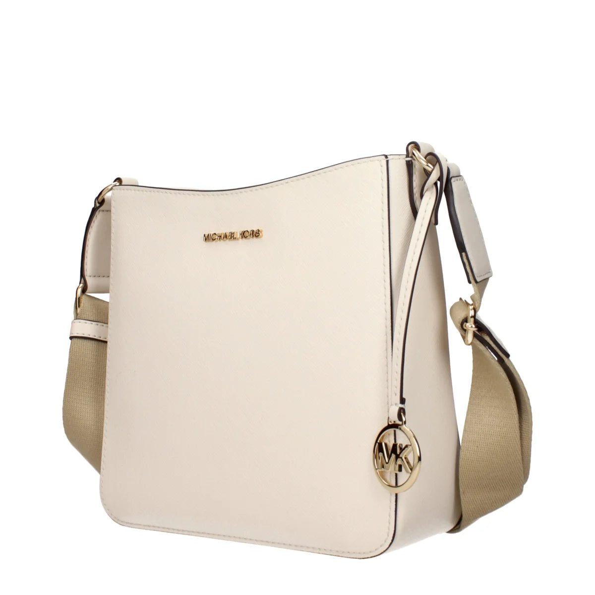 Michael Kors Beige Leather Shoulder Bag with Adjustable Strap