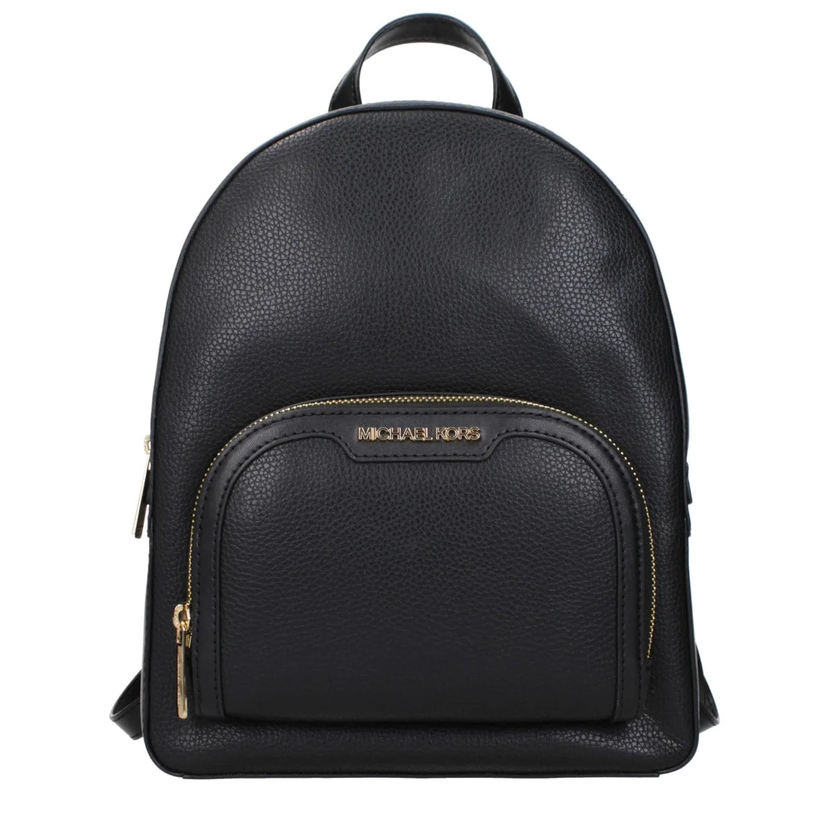 Michael Kors Black Leather Backpack with Front Logo and Adjustable Straps