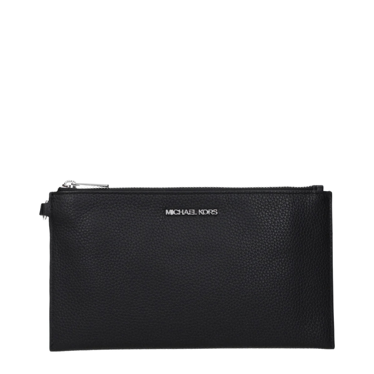 Michael Kors Black Leather Clutch with Front Logo