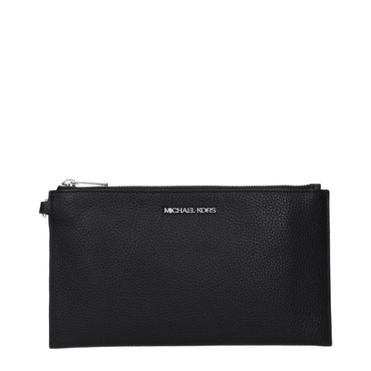 Michael Kors Black Leather Clutch with Front Logo