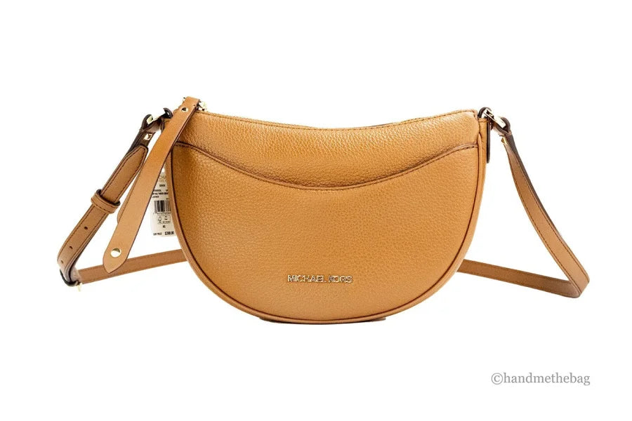 Michael Kors - Dover Small Luggage Pebbled Leather Half Moon Crossbody Bag Purse