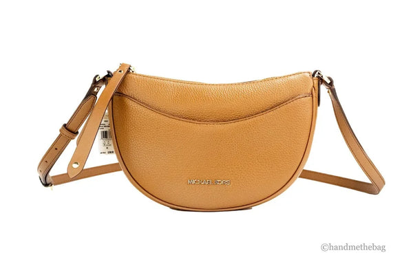 Michael Kors - Dover Small Luggage Pebbled Leather Half Moon Crossbody Bag Purse