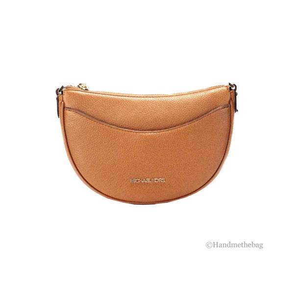 Michael Kors - Dover Small Luggage Pebbled Leather Half Moon Crossbody Bag Purse