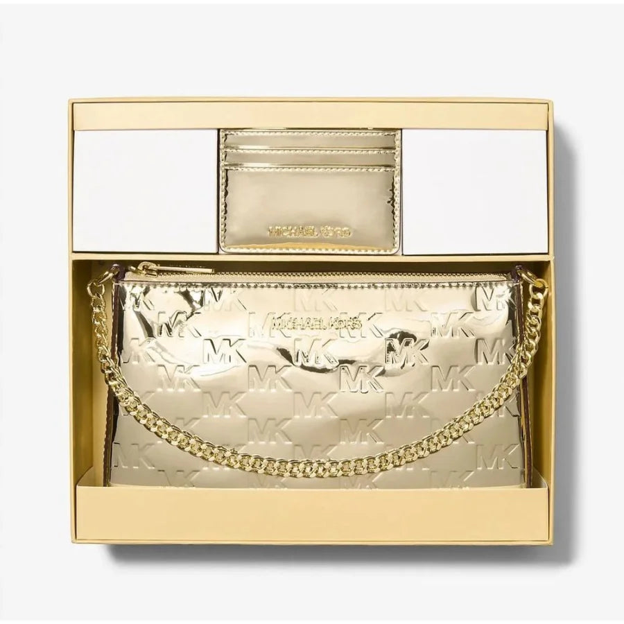 Michael Kors Gold Canvas Clutch Bag