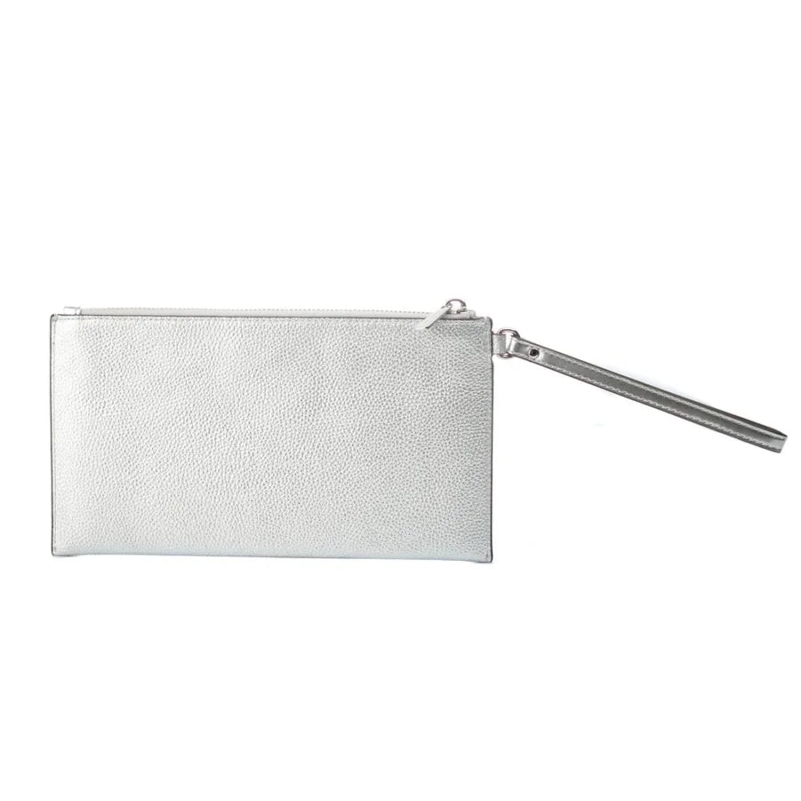 Michael Kors Gray Leather Clutch Bag