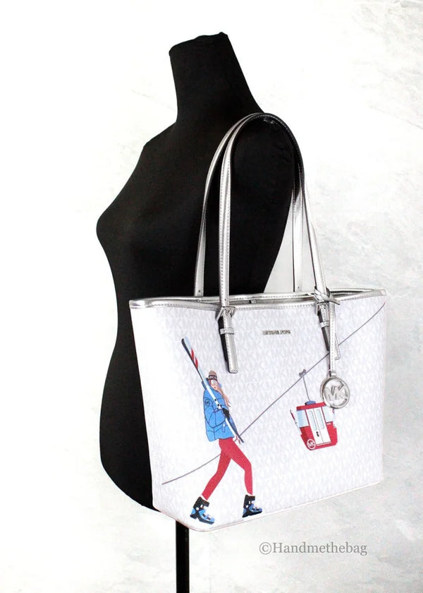 Michael Kors - Jet Set Travel Girls Medium Signature Carryall Tote White MK