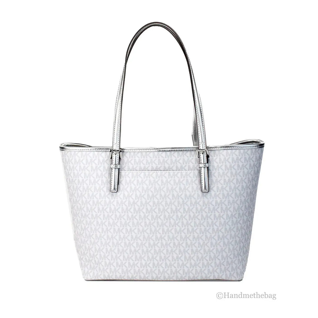 Michael Kors Jet Set Travel Girls Medium Signature Carryall Tote White Mk