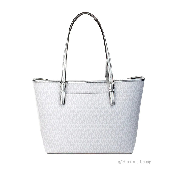 Michael Kors Jet Set Travel Girls Medium Signature Carryall Tote White Mk