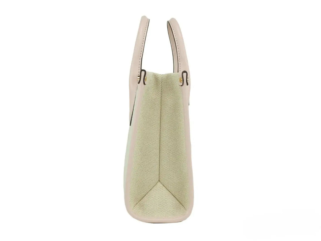 Michael Kors Mirella Small Powder Blush Canvas Shopper Crossbody Handbag Purse