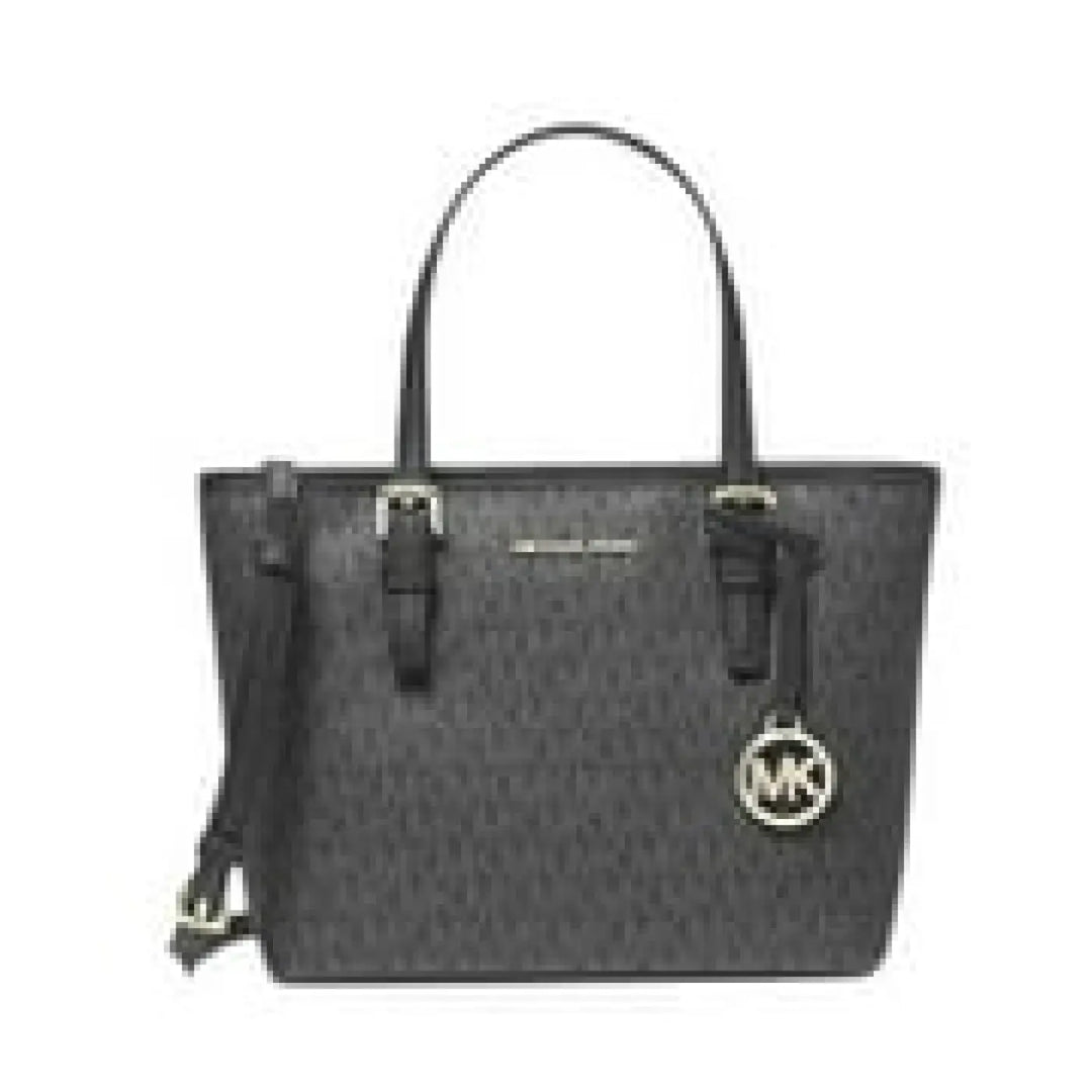 Michael Kors Xs Carry All Jet Set Travel Womens Tote (black Sig/gold)