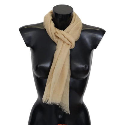 Missoni Beige Cashmere Unisex Scarf with Logo Embroidery
