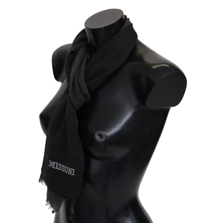 Missoni Black 100% Wool Unisex Neck Wrap Scarf
