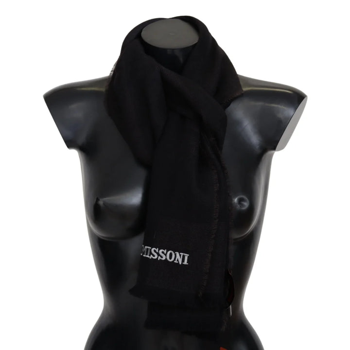Missoni Black 100% Wool Unisex Neck Wrap Scarf