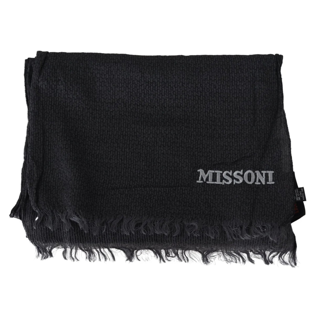 Missoni Black Wool Knit Unisex Neck Wrap Scarf