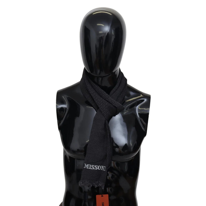 Missoni Black Wool Knit Unisex Neck Wrap Scarf