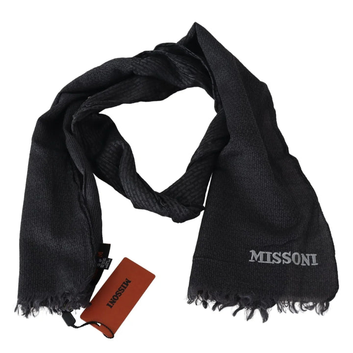 Missoni Black Wool Knit Unisex Neck Wrap Scarf