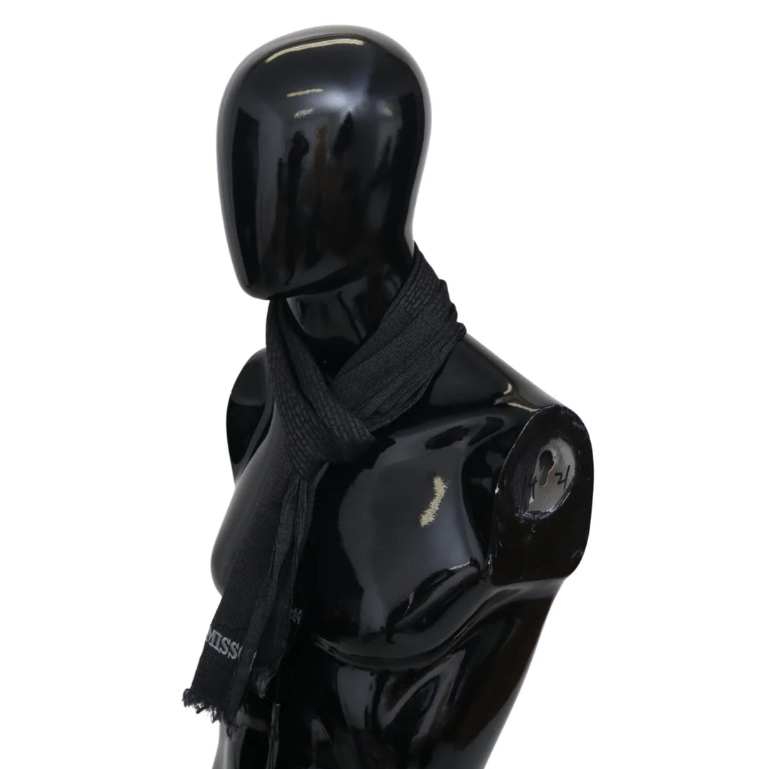 Missoni Black Wool Knit Unisex Neck Wrap Scarf