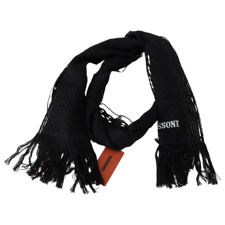 Missoni Black Wool Unisex Neck Warmer Wrap Scarf