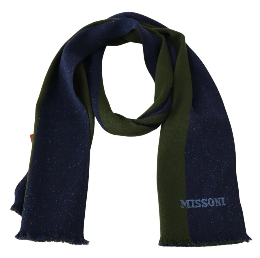 Missoni Blue Green Wool Unisex Neck Wrap Shawl