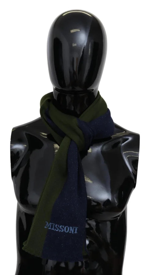 Missoni Blue Green Wool Unisex Neck Wrap Shawl