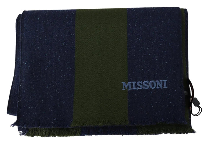 Missoni Blue Green Wool Unisex Neck Wrap Shawl