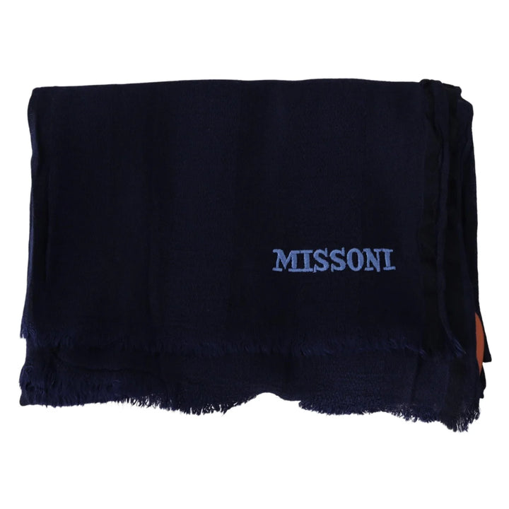Missoni Blue Wool Knit Unisex Neck Wrap Scarf