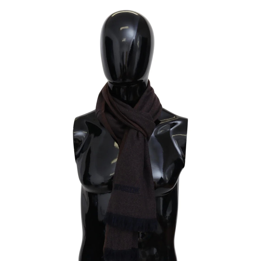 Missoni Brown 100% Cashmere Unisex Neck Wrap Fringes Scarf