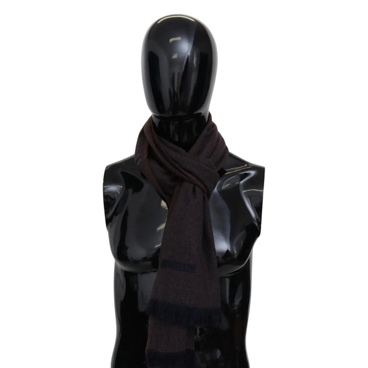 Missoni Brown 100% Cashmere Unisex Neck Wrap Fringes Scarf