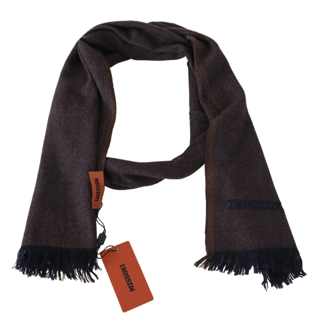 Missoni Brown 100% Cashmere Unisex Neck Wrap Fringes Scarf
