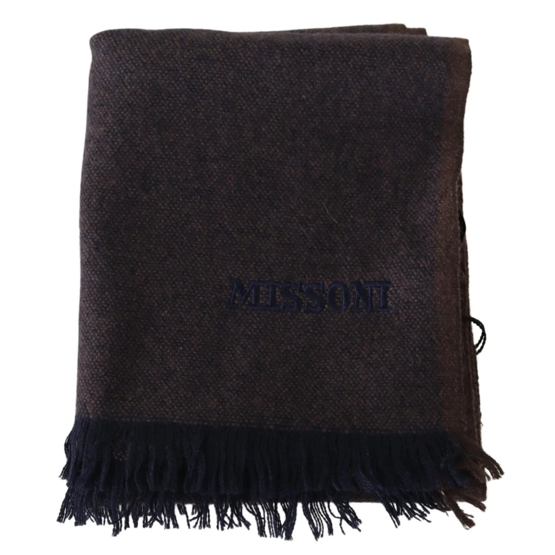 Missoni Brown 100% Cashmere Unisex Neck Wrap Fringes Scarf