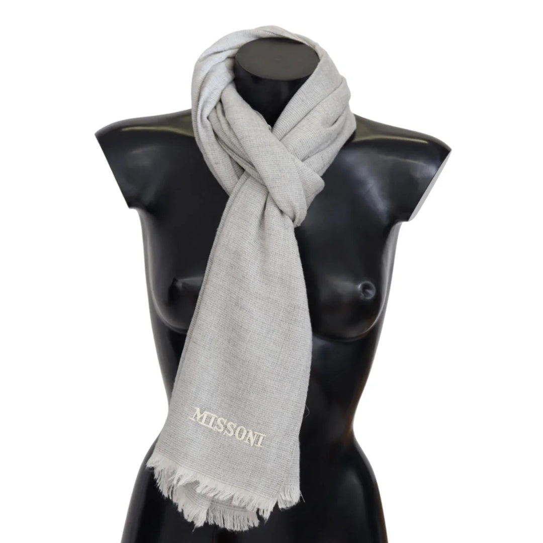 Missoni Gray Wool Knit Unisex Neck Wrap Scarf