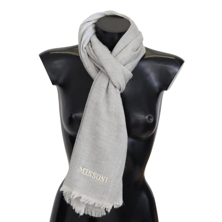Missoni Gray Wool Knit Unisex Neck Wrap Scarf
