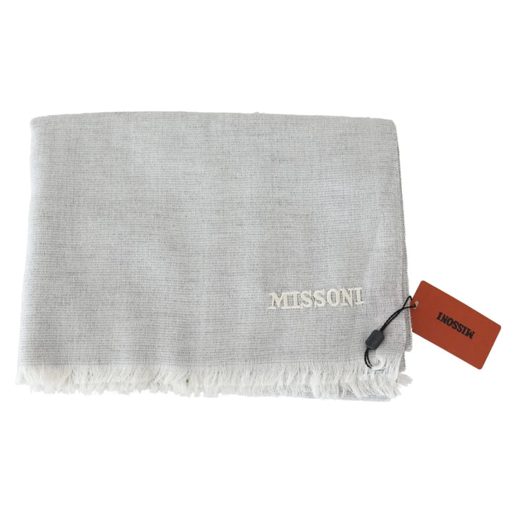 Missoni Gray Wool Knit Unisex Neck Wrap Scarf