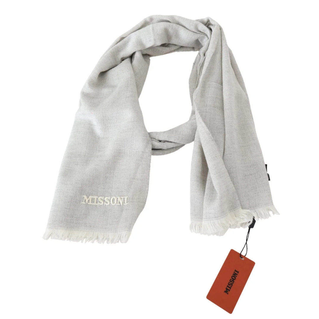 Missoni Gray Wool Knit Unisex Neck Wrap Scarf
