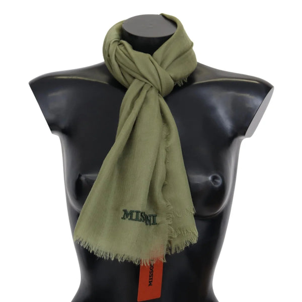 Missoni Green Cashmere Unisex Neck Wrap Scarf